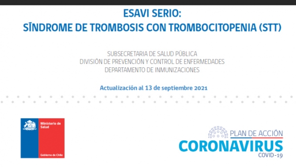 Gobierno y Ministerio de salud de Chile reconoce: ESAVI SERIO: SÍNDROME DE TROMBOSIS CON TROMBOCITOPENIA